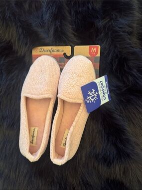 dearfoams Women's Plush Slip-On Loafers - Blush Pink